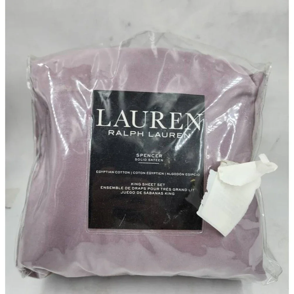 Lauren Ralph Lauren Spencer Solid Sateen 4 pcs Sheet Set King Deep Lavender